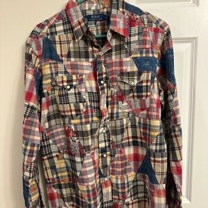 Ralph Lauren Men's Patchwork Plaid Shirt - Red, Blue, Cream